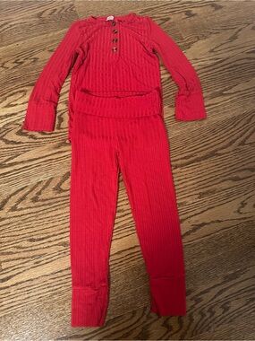 Lou Lou Red Ribbed Two-Piece Set, Sz 3T
